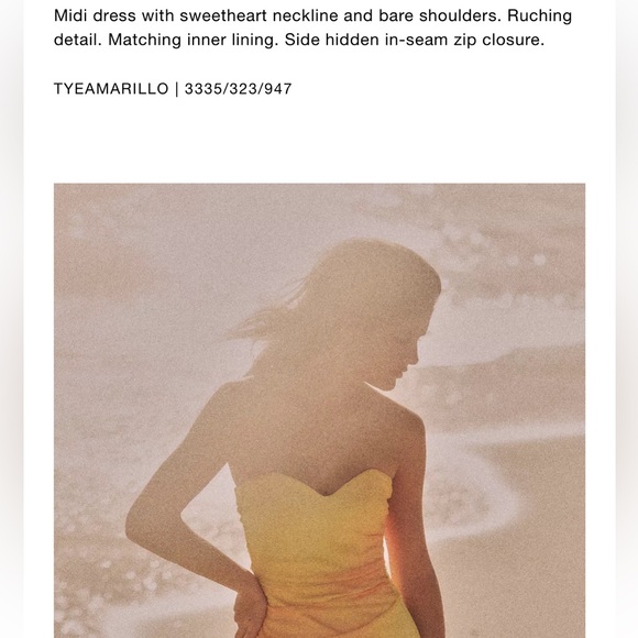 Zara NWT yellow orange tie dye printed tulle midi draped ruched sweetheart dress - Picture 7 of 16